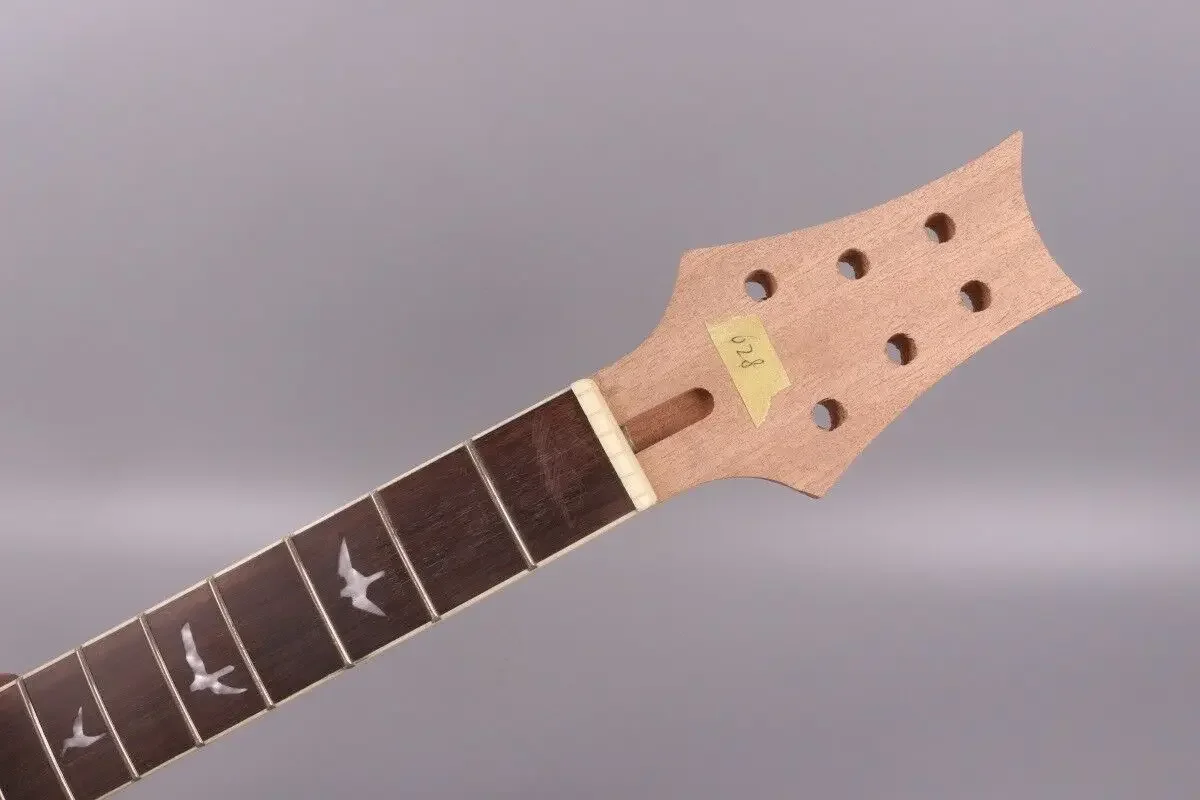 

New 22 Fret Electric Guitar Neck 24.75 Inch Rosewood Fretboard Bird Inlay with Side Dots Set In Heel Unfinished Replacement Head