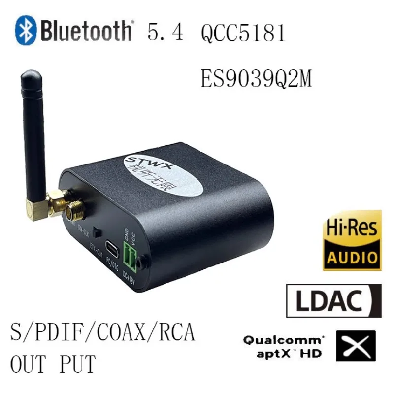 QCC3084/QCC5181 블루투스 5.4 ES9039 DSD USB-광/동축 변환기 오디오 어댑터 DSD 192khz