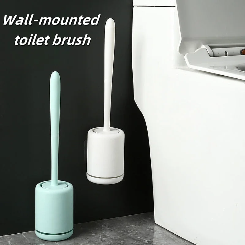 Silicone Toilet Brush Toilet Brush Set With Long Handle Toilet Brush With Base Cleaning Brush Bathroom Accessories 2