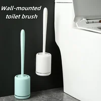 Silicone Toilet Brush Toilet Brush Set With Long Handle Toilet Brush With Base Cleaning Brush Bathroom Accessories 2