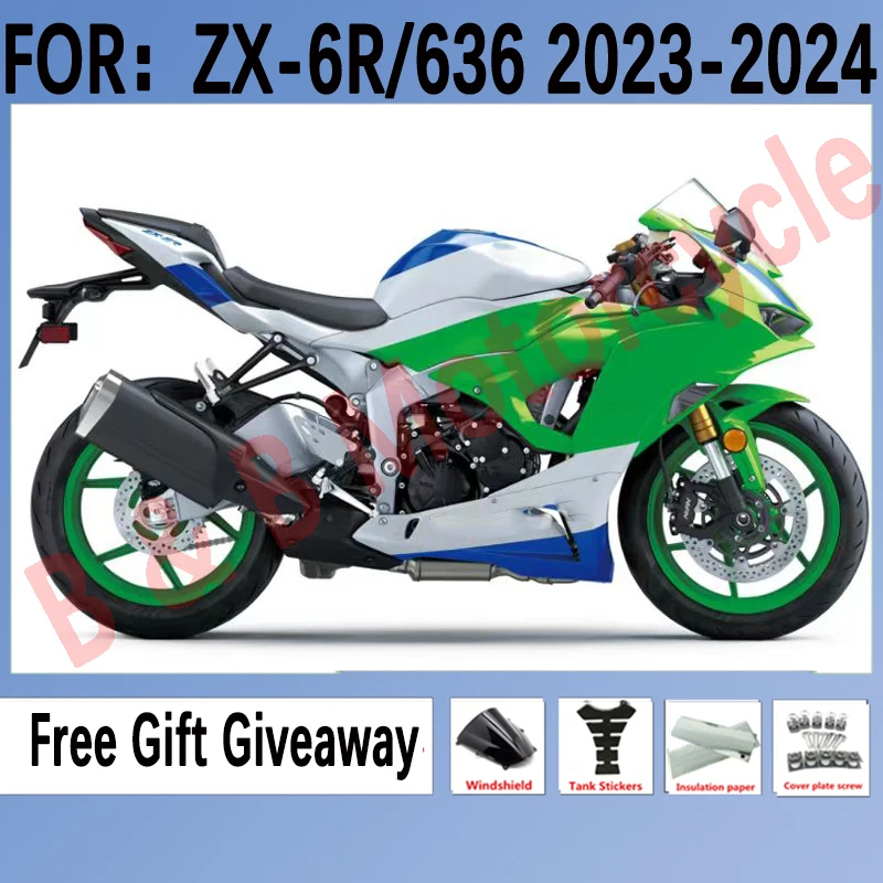 

Fit For Kawasaki Ninja ZX6R 2024 Motorcycle Plastic Shell Fairing Bodywork Set ZX636 ZX-6R ZX 6R Green White