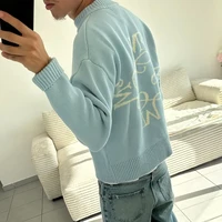 Hommes nouvelle mode haute rue décontracté Streetwear Y2K rétro à manches longues pull Signature M Logo motif pull Boxy haut tricoté 5