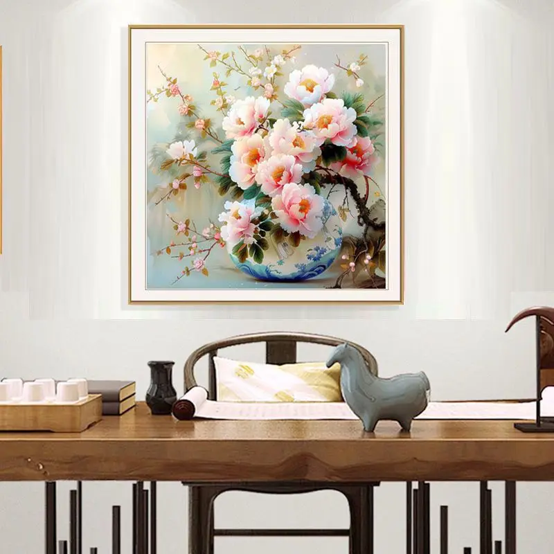 11CT Vase Flowers Needlework Printed Cross stitch Sets Embroidery kit Full Cross-Stitching 50X50cm