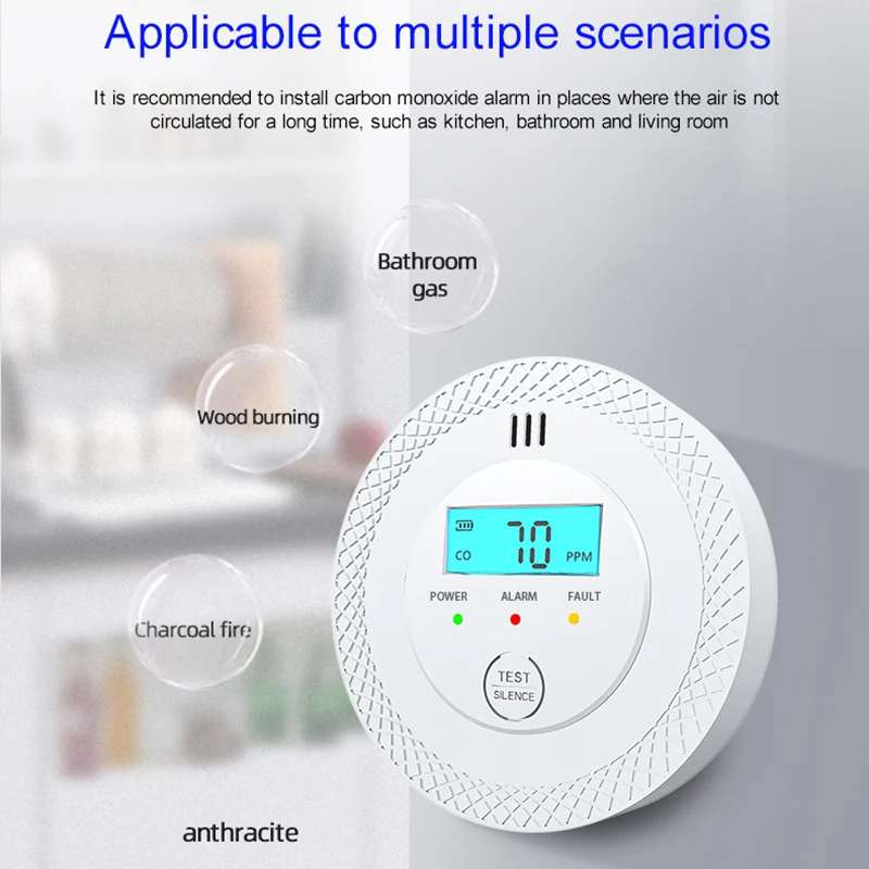 ELeopard Independent CO Alarm Sensor Carbon Monoxide Alarm Detector High Sensitive Warning LCD Display CO UL2034 carbon monoxide alarm carbon monoxide detector