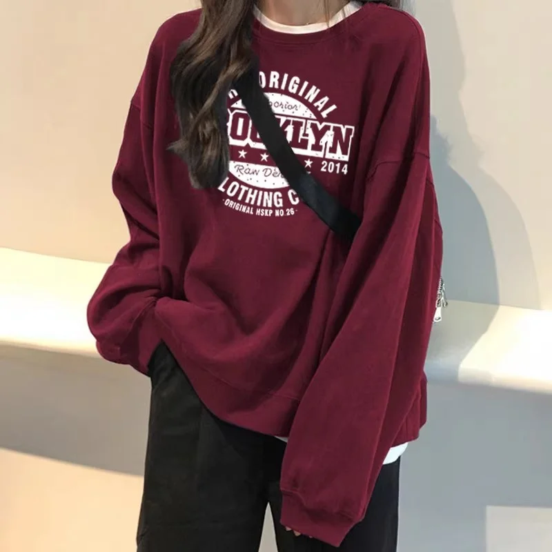 미국 빈티지 후드 여성 봄과 가을 얇은 초가을 2021 새로운 느슨한 BF 유휴 스타일 오버 사이즈 겉옷