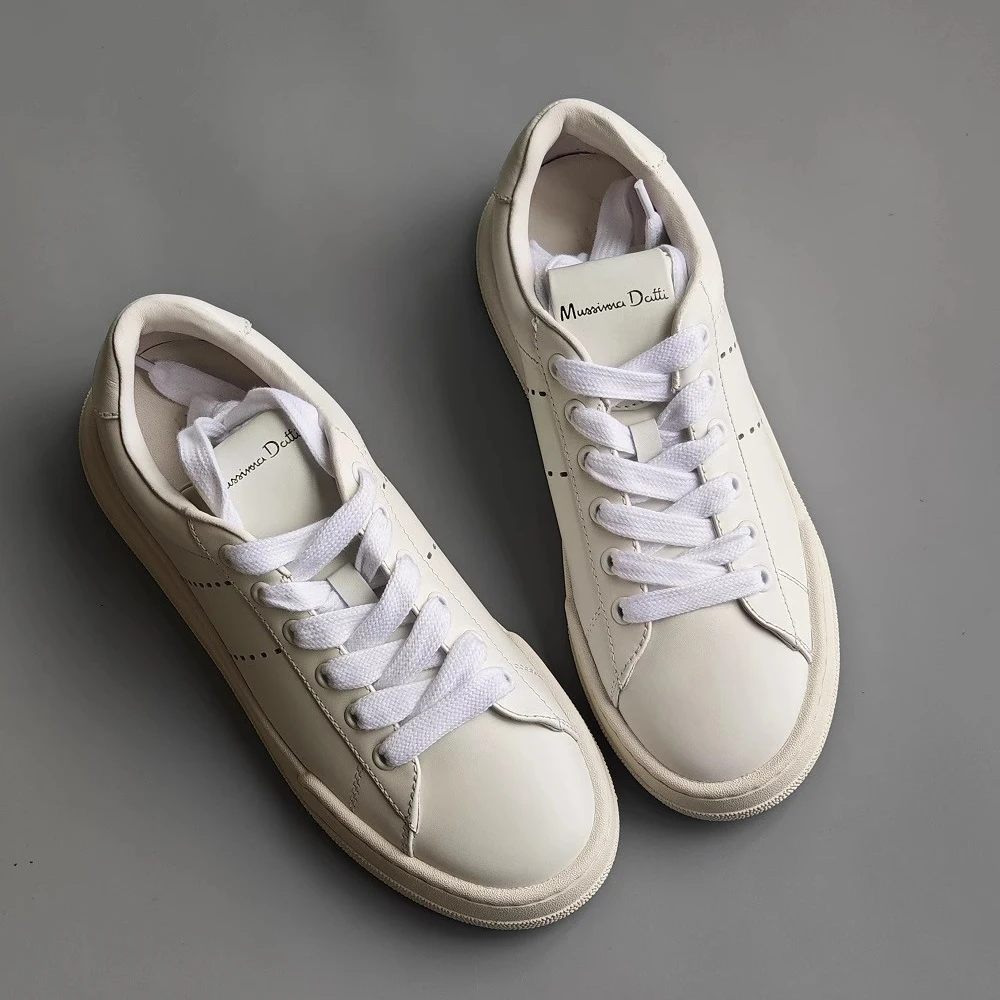 

Новинка осени 2024, женские кожаные туфли Mrxmus Dutit на плоской подошве со шнуровкой, однотонные простые Универсальные женские туфли с круглым носком