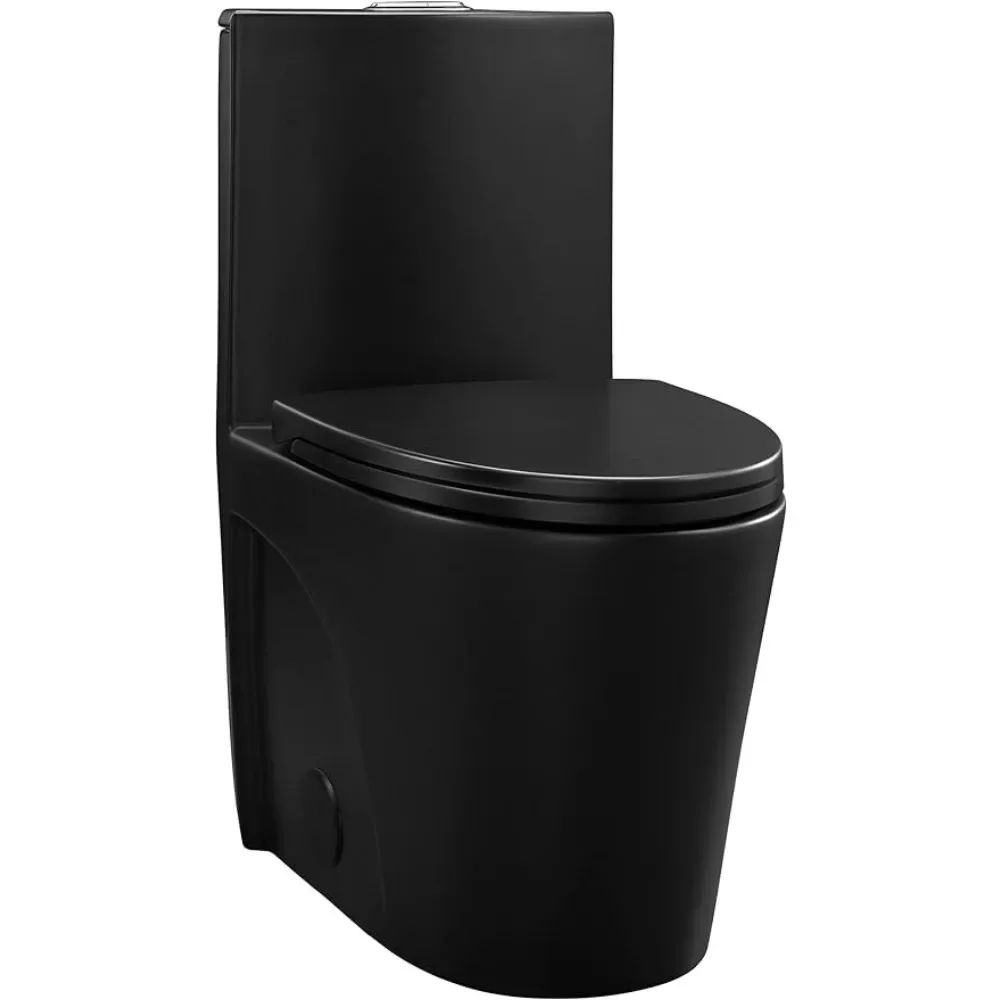 Folding Toilet Matte Black Toilets SM-1T254MB St. Tropez One Piece Toilet 26.6 X 15 X 31 Inches Bathroom Items Cleaning Parts 6
