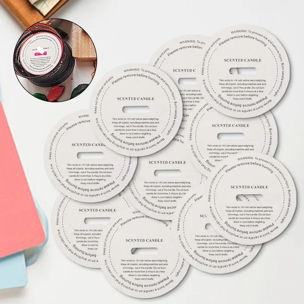 10Pcs Candle Cup Labels Round DIY Manual Fragrance Candle Sticker Labels Warning Dust-Proof Sulfuric Paper Sticker candle labels