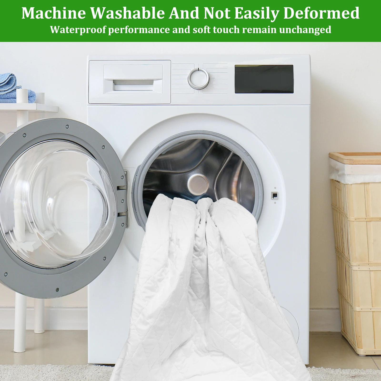 Waterproof Mattress Cover 150x200CM Queen Size Mattress Protector Cover with Elastic Bandage Breathable Washable Mattress Topper