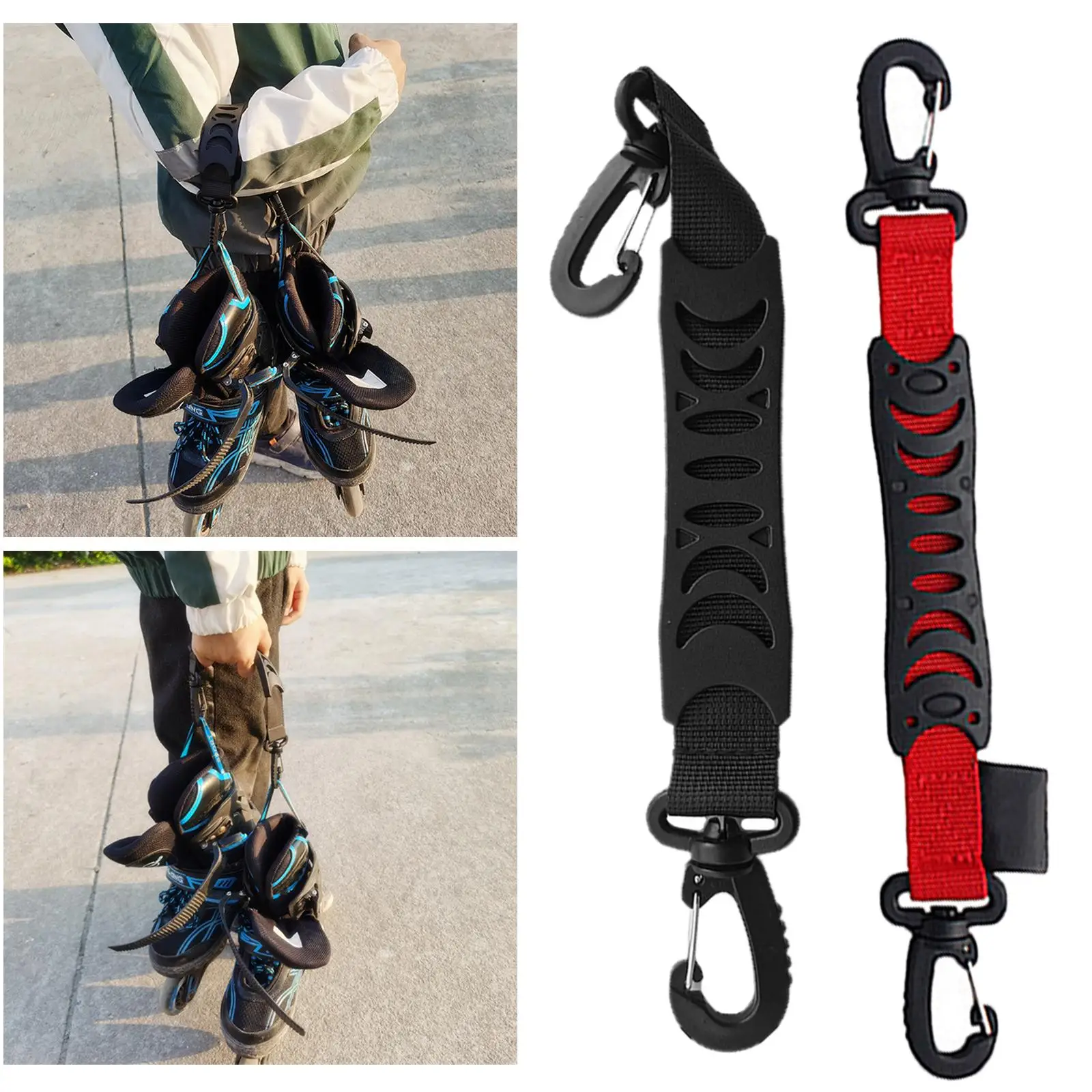 1 Pc Roller Skate Strap Ski Boot Carrier Belt Skating Shoes Hanging Handle Buckle Adult Kids Durable High Strength Skates Hook skating shoes straps
