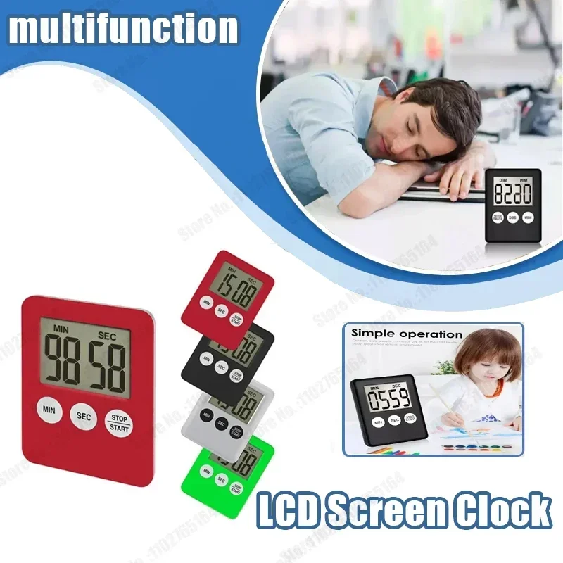 자석 주방 요리 타이머 LCD 디지털 화면, 주방 타이머, 사각형 요리 타이머 카운트 업, 주방용 알람 시계