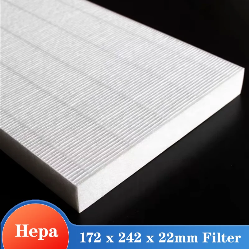 Filtre HEPA sur mesure 172x242x22mm pour purificateur d'air, vue de face montrant sa structure en nid d'abeille.