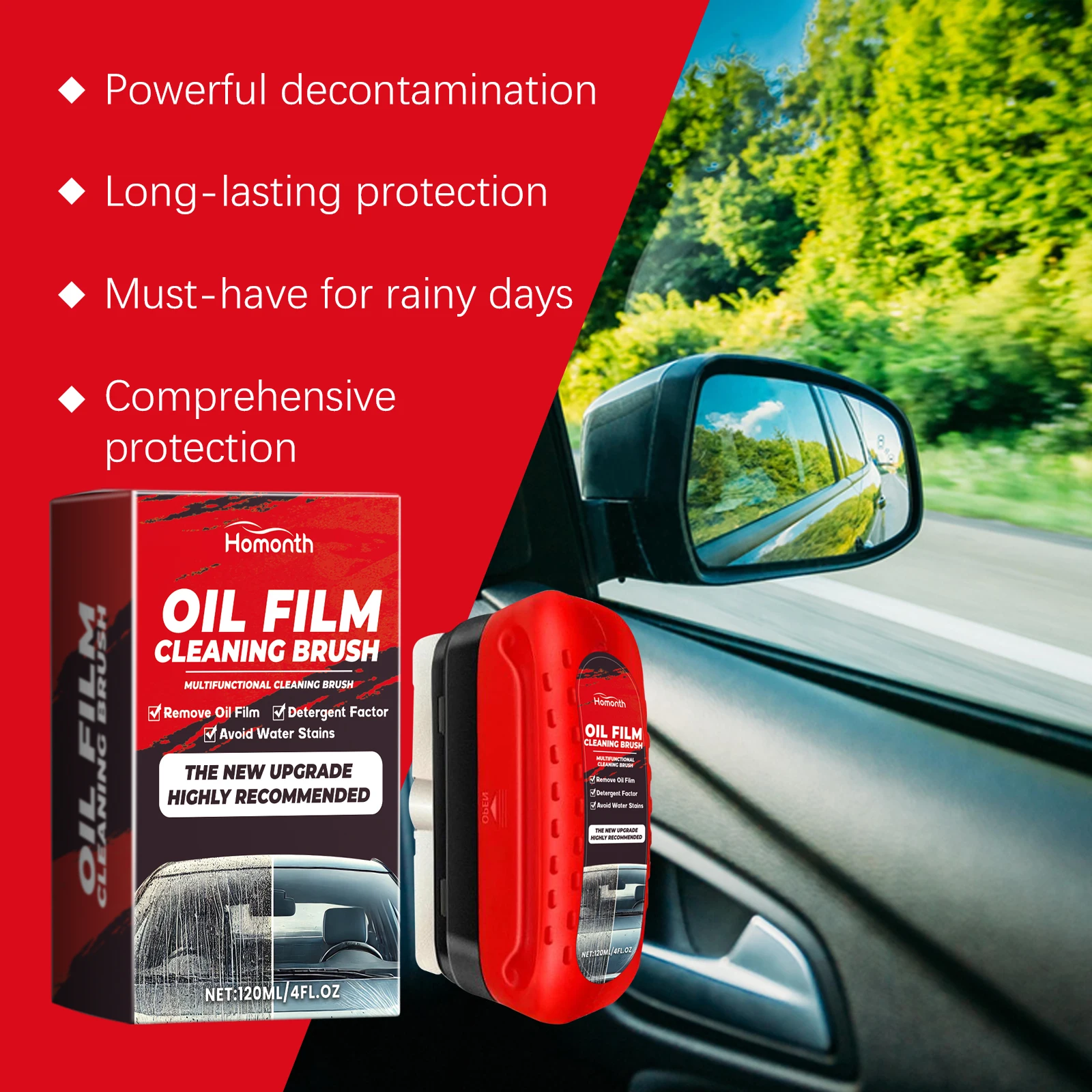 Car Glass Cleaner Oil Film Remover Hydrophobic Coating for Windshield Clear Window Auto Detailing Tool