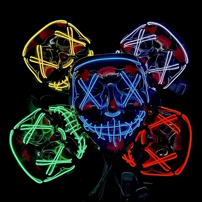 halloween mask led face light mask Scary Scream Bright Mask For Carnival Halloween Costumes For Men glow in the dark