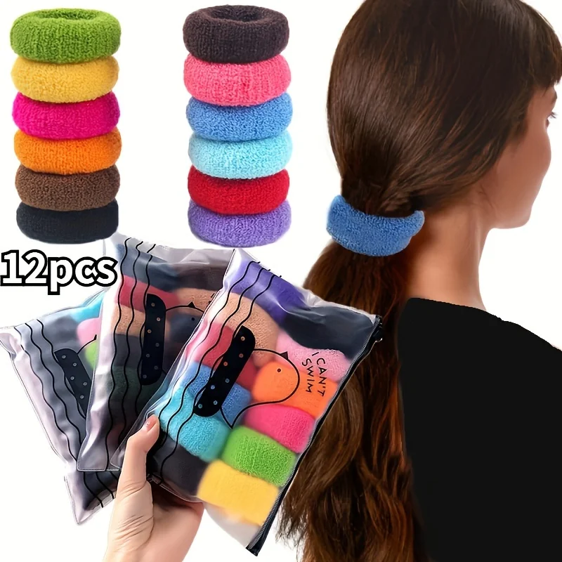 12 stücke große Stretch dicke Haar gummis für alle Haar typen nahtlose Frottee Gummibänder Pferdes chwanz Halter Haarschmuck keine Schäden – Detail 7
