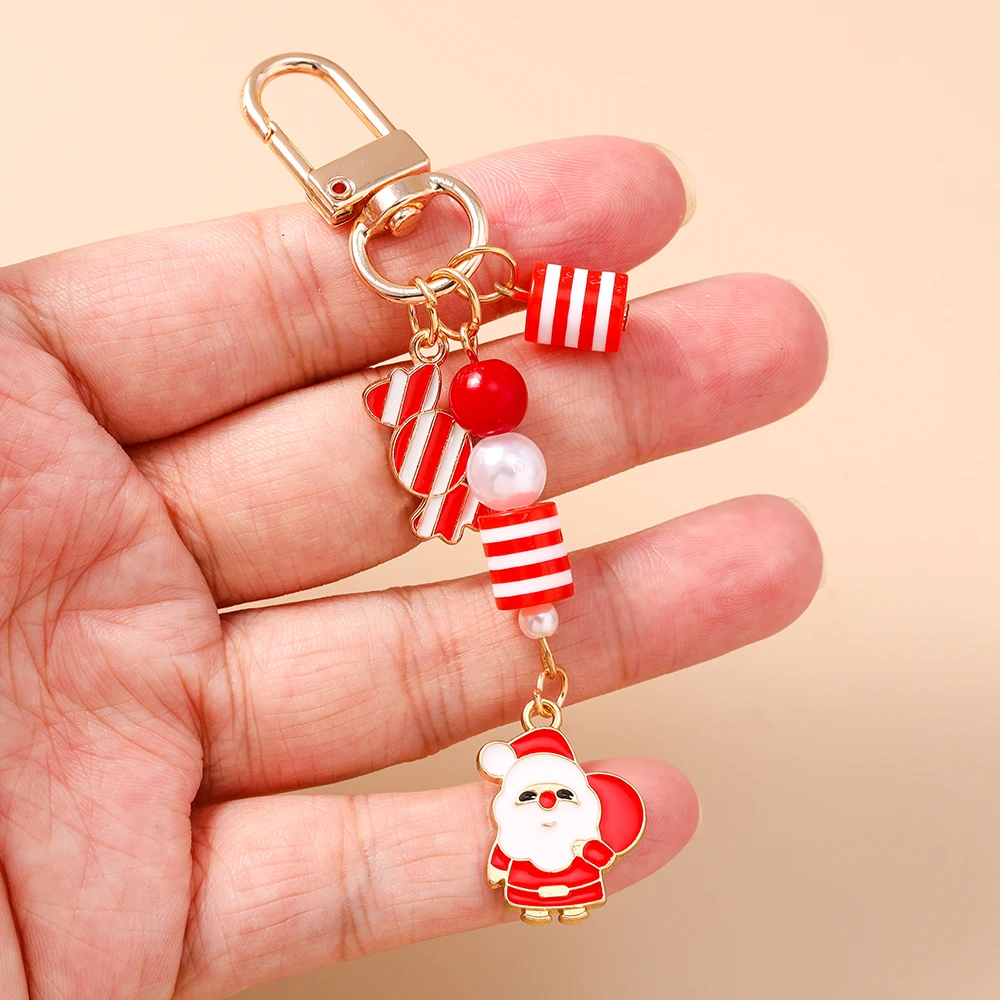Aihua Frohes Neues Jahr Weihnachtsbaum Hirsch Weihnachtsmann Schneemann Schlüsselanhänger für Frauen Mädchen DIY Schlüsselringe Schmuck Geschenke – Detail 12