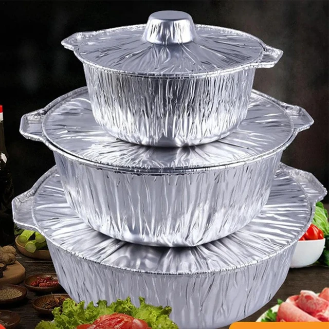 9 Round Aluminum Disposable Foil Pans with Board Lids Meal Storage Baking  50pcs