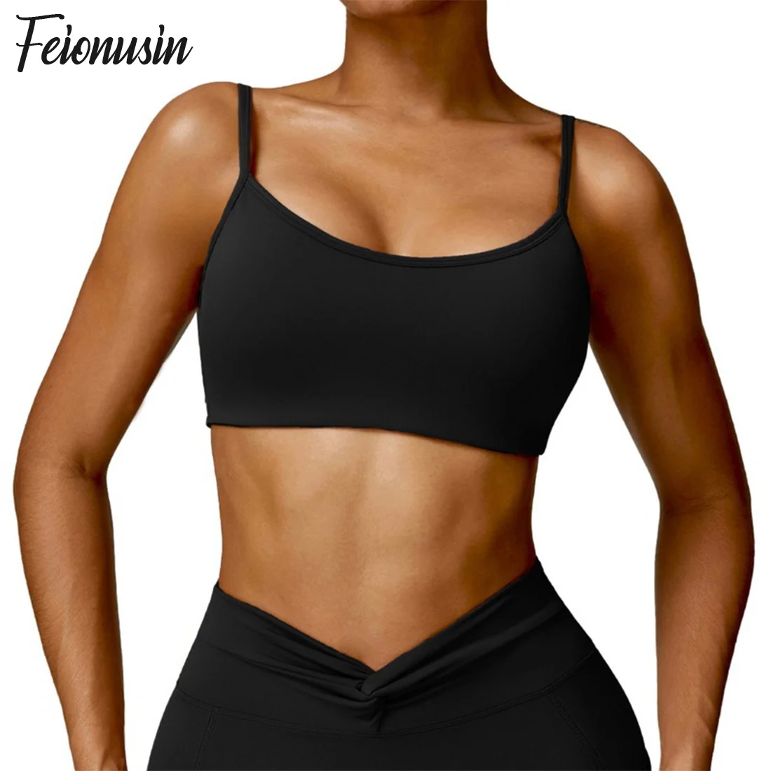 RIB Women Padded Sports Bra Racerback Crop Tank Top Medium Support for  Workout Fitness Push Up Fitness Vest - AliExpress