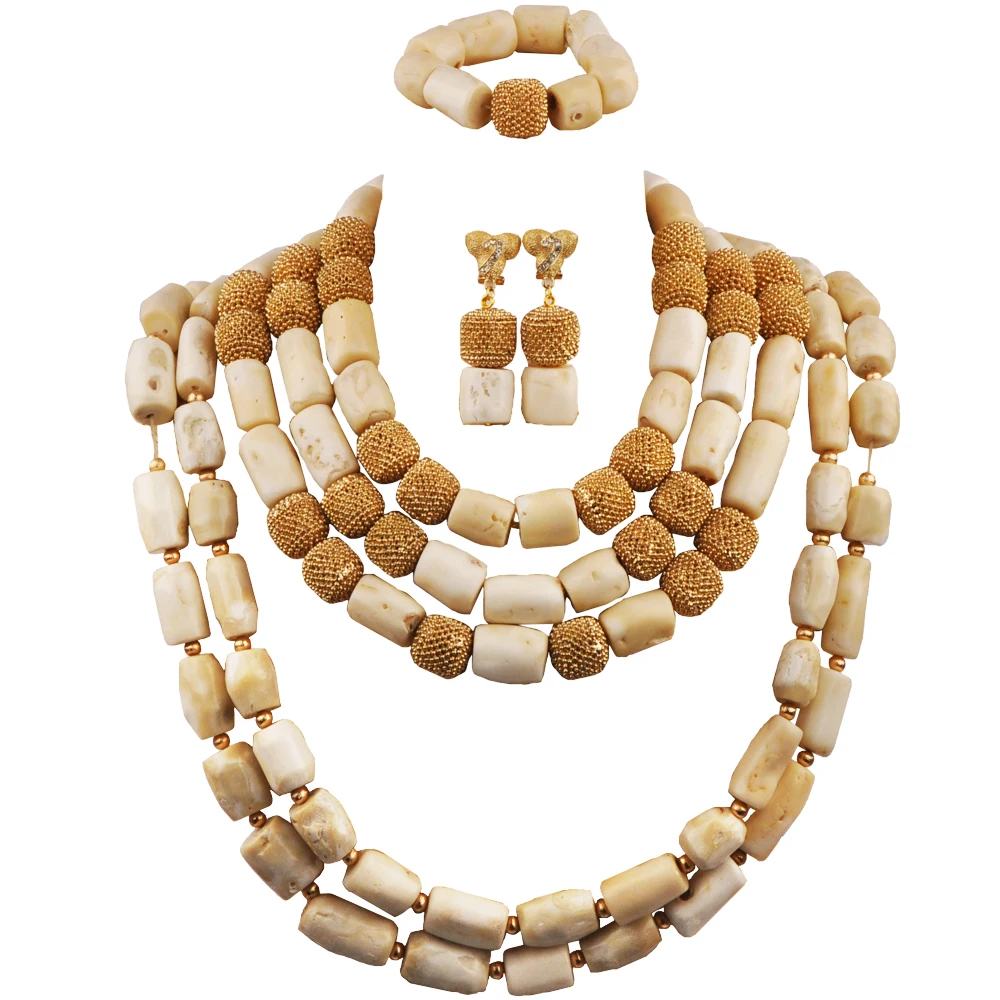 

Fashion African Necklace White Coral Bridal Jewelry Sets