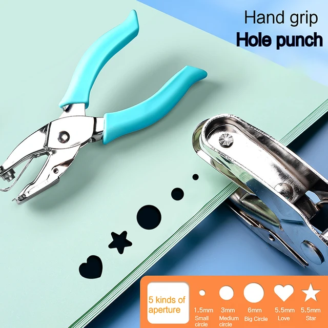 Cute Metal Handheld Paper Punch Pink/Green Scrapbooking Cloth Star Heart Circle Hole Diy Craft Shape Cutter Single Hole Puncher 1