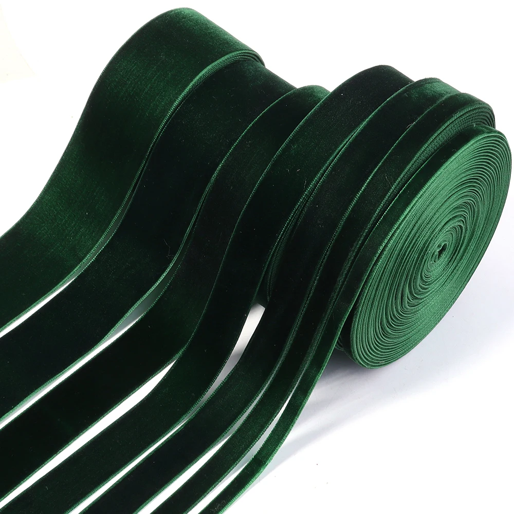 5-10yards/roll Dark Green Velvet Ribbons Single Face Flocking Webbing ...