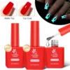 3pcs 15ml No Wipe Glossy Top & Matte Top Coat and Glow in the Dark Top Coat, Soak Off Gel Nail Polish for Nail Art Manicure 1