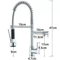 Chrome Brass Kitchen Sink Faucet Pull Down Hot and Cold Water Mixer2 Mode Tap with Dual Spout 360 Rotation Flexible Deck Mounted 2