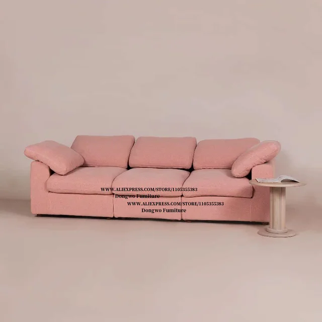 Nordic Wabi Sabi medieval style linen fabric sofa for three or four people, removable and washable living room furniture 4