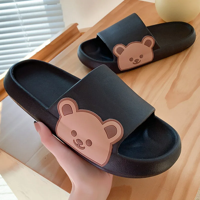 ASIFN Beach Fashion Slippers Cute Bear Cushion Women Men Home Slides Summer Cartoon Indoor Outdoor Funny Zapatos De Mujer Shoes images - 6