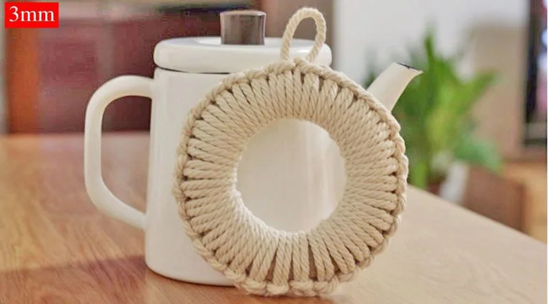 Durable Beige Cotton Macrame Cord Home DIY Accessories White Twisted Ropes Macrame String DIY Handmade Home Decorative Cords Zipper Sliders