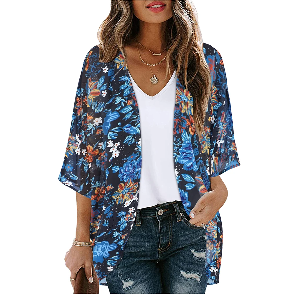 Langwyqu - Cárdigan De Manga Corta Con Botones Para Mujer, Cuello Redondo, Elegante, Con