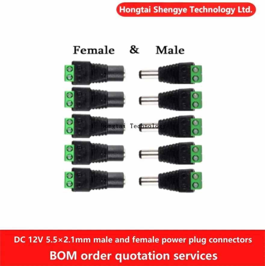 

DC 12V 5.5*2.1mm no-solder male/female power plug connection adapter jack socket for signal colour LED strip CCTV camera