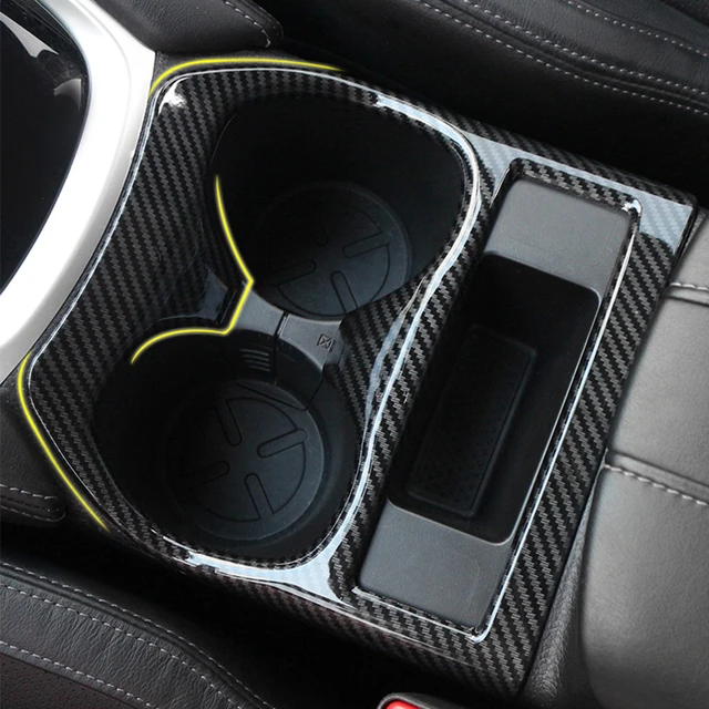 Car Water Cup Holder Cover Frame Panel Trim ABS Carbon Fiber for