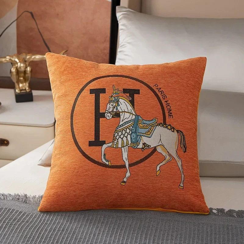 Croker Horse 45cm Throw Pillow Cushion Covers Pack Of 1 Pcs Luxury Horse Embroidery Modern Style Couch Sofa Pillow Covers 6
