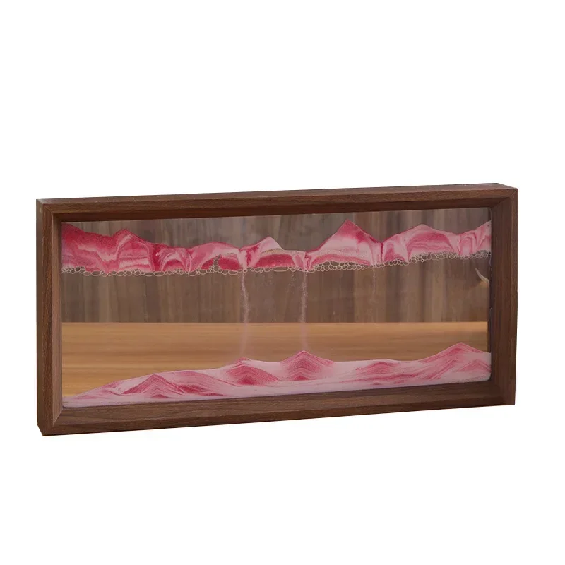 Sand Art Picture Wooden Frame Sandscape Moving Sand Art Picture Quicksand 3D Liquid Hourglass Craft Flowing Sand Painting Office Home Decor Gifts