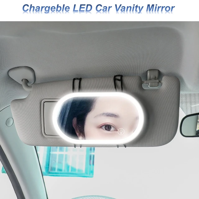 USB Car Vanity Mirror with LED Light Oval 193x109mm Sun Visor Reflector  Dimmable for Vehicle Auto Truck SUV Travel Pink Green - AliExpress