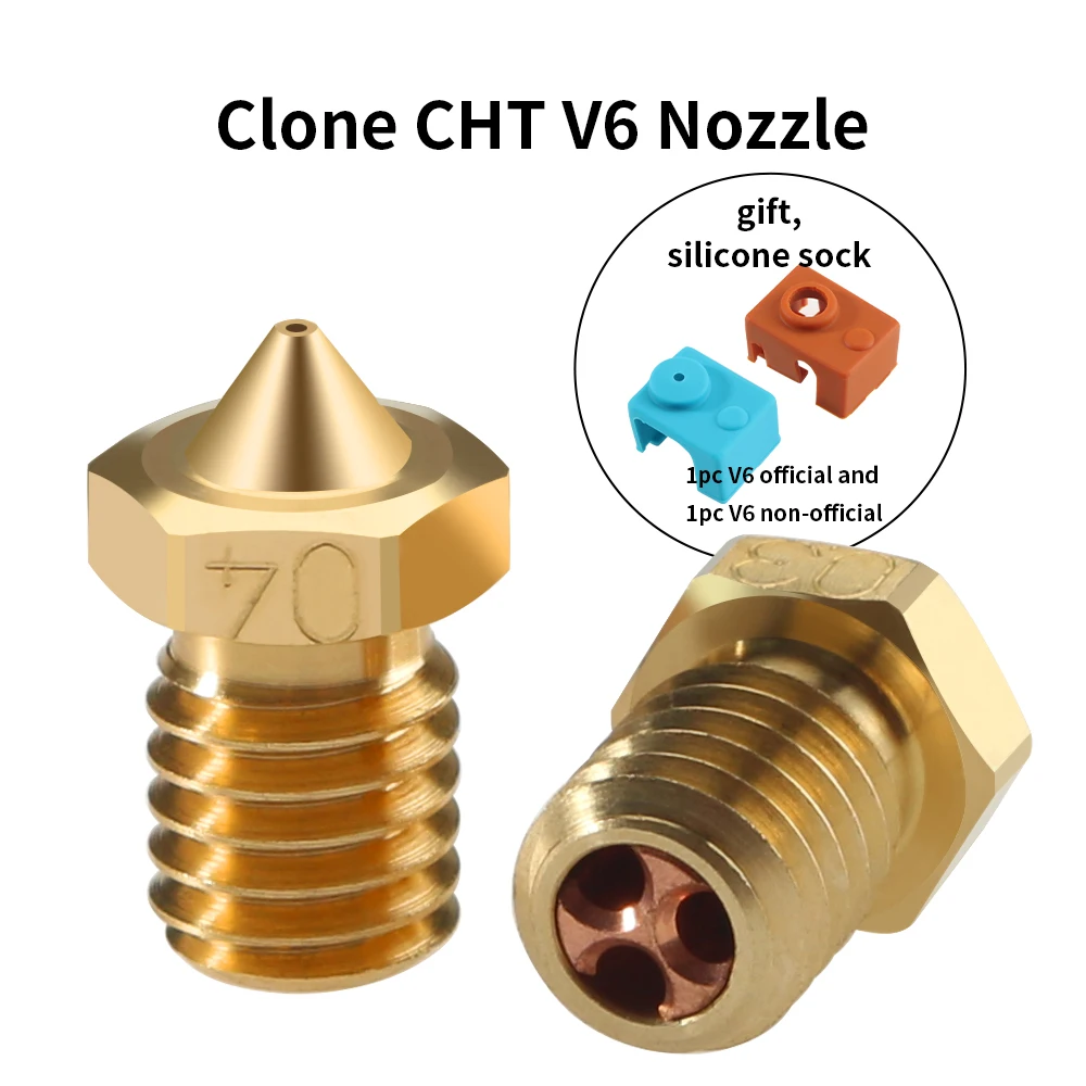 1pcs Clone CHT Nozzle V6 Brass High Flow Volcano Nozzle Copper 0.2/0.3/0.4/0.6/0.8mm Extruder Hotend 3D Printer Accessories e3d v6 hotend kit high temperature version j head 0 4 1 75mm nozzle remote extruder accessories 12v 24v 3d printer parts