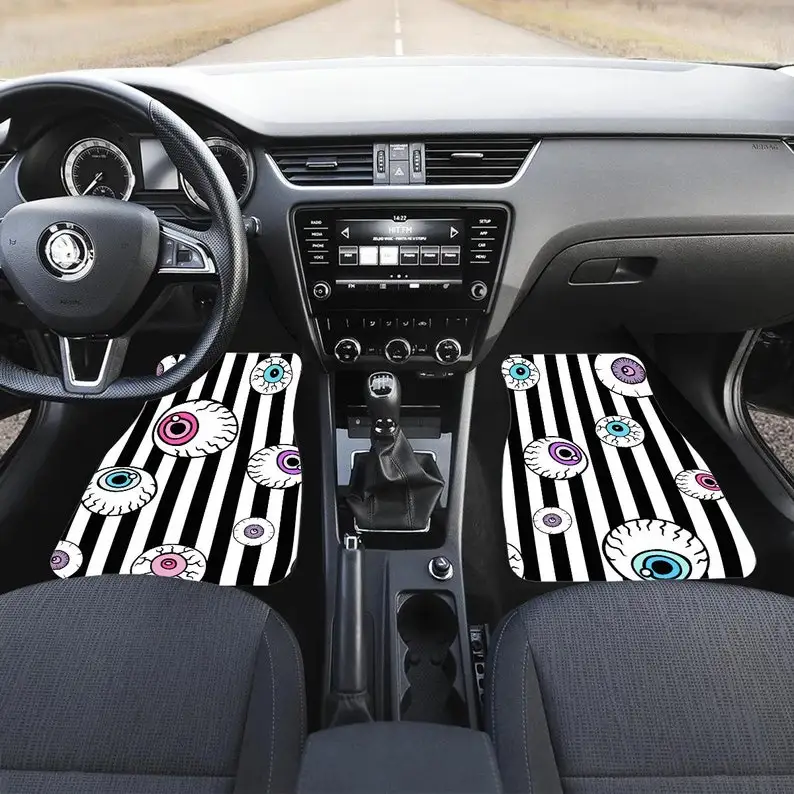 

Creepy Cute Car Mats,eyeballs car mat sets,quirky weird car floor mats,goth car accessories