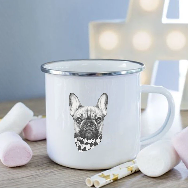 Taza Con Pajita De Bulldog Francés - Vaso Antigoteo Reutilizable Para Café, Jugos Y Leche