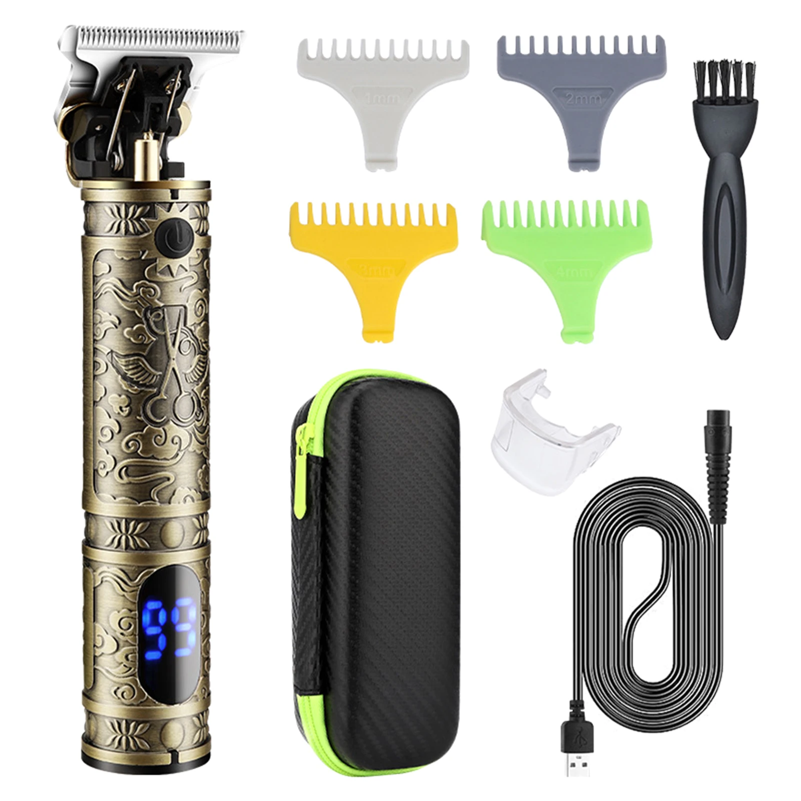 

Men Hair Clippers Cordless Barber Hair Cutting Machine Kit Beard Trimmer Haircut Grooming Set LEDs Digital Display Limit Comb