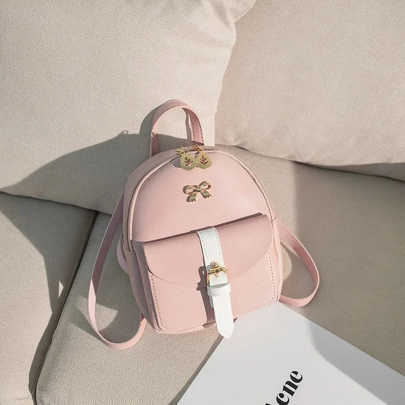 

Luxury Women's Mini Backpack PU Leather Kawaii Bagpacks Cute Graceful Bagpack Small School Bags Girls Bow-knot Leaf Hollow