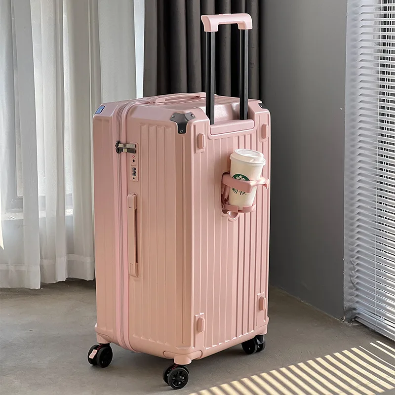 Travel suitcase with wheels Carry-on suitcase koffer trolley coach bag mala de viagem With cup holder Large capacity
