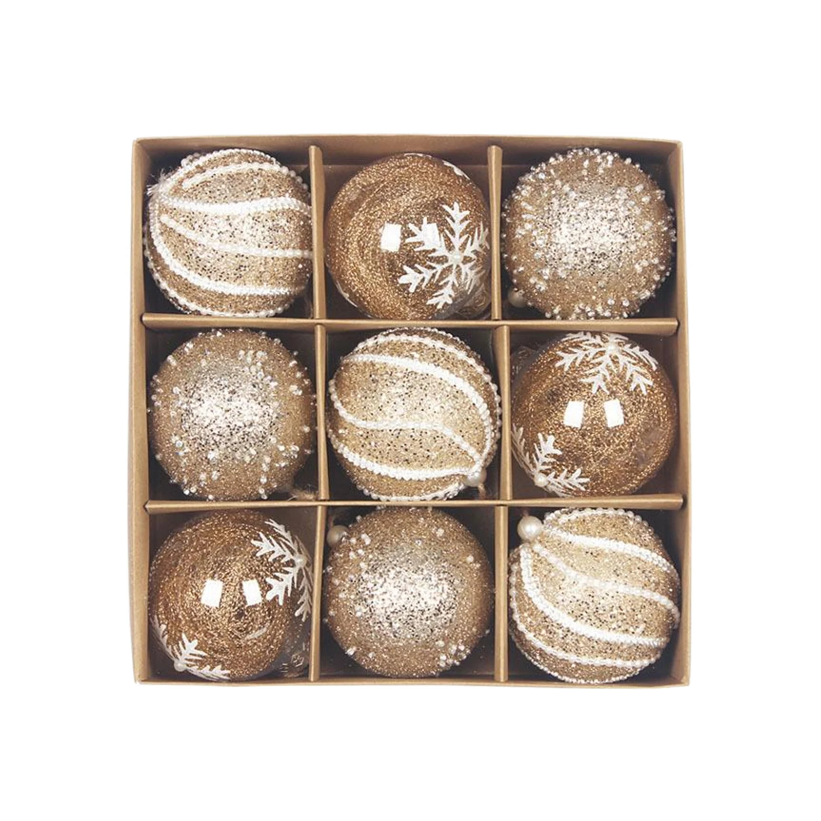 thumbnail image 1 of 9 bolas navideñas exquisitas de color champán y oro rosa, bolas decorativas para colgar en el árbol de Navidad, decoración para fiestas navideñas, 1 of 5