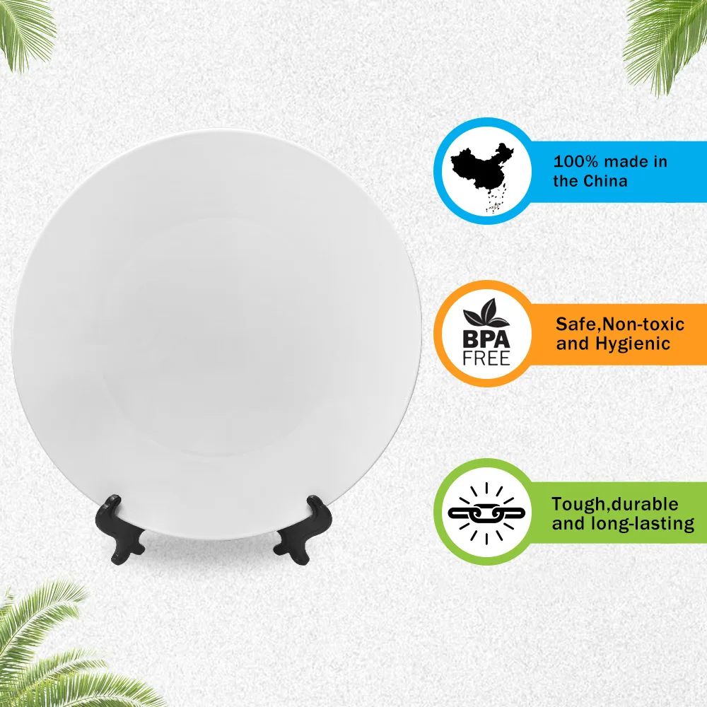 Hot Selling sublimation Plate for Printing sublimation blank plastic plate dish plate 8/10 inch