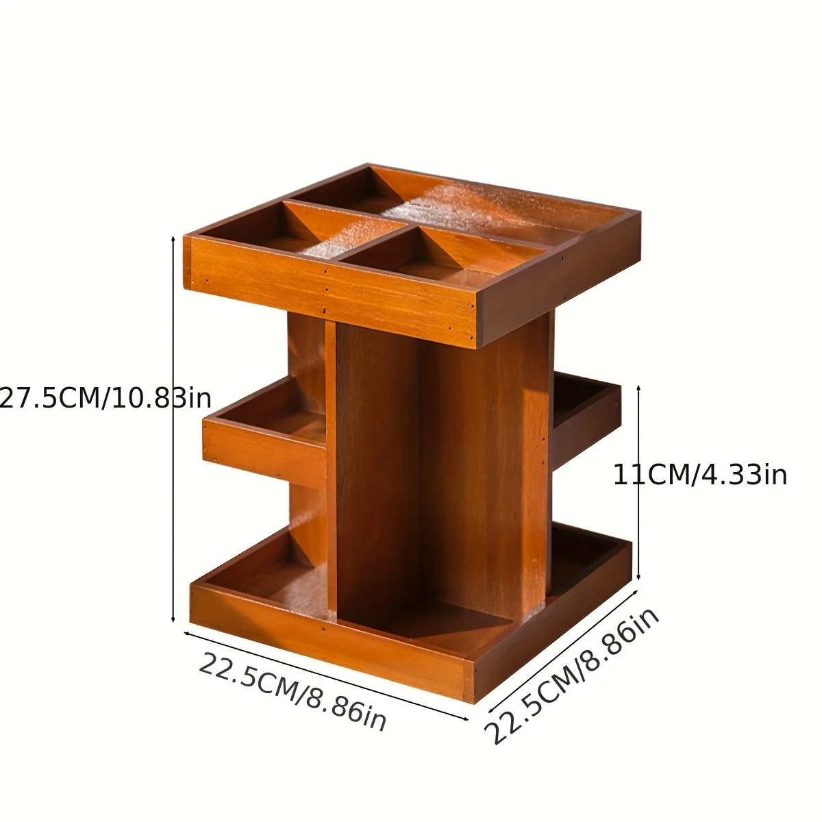 Solid wood rotating retro blind box cabinet, wooden desktop storage box, lipstick and cosmetics rack shelf organizer 5
