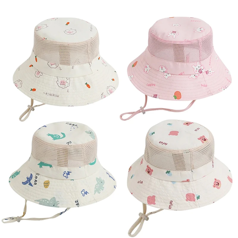 

Cartoon Kids Bucket Hat Cotton Spring Summer Baby Cap Beach Travel Children Sun Hats for Girls Boys Accessories 2-6Y
