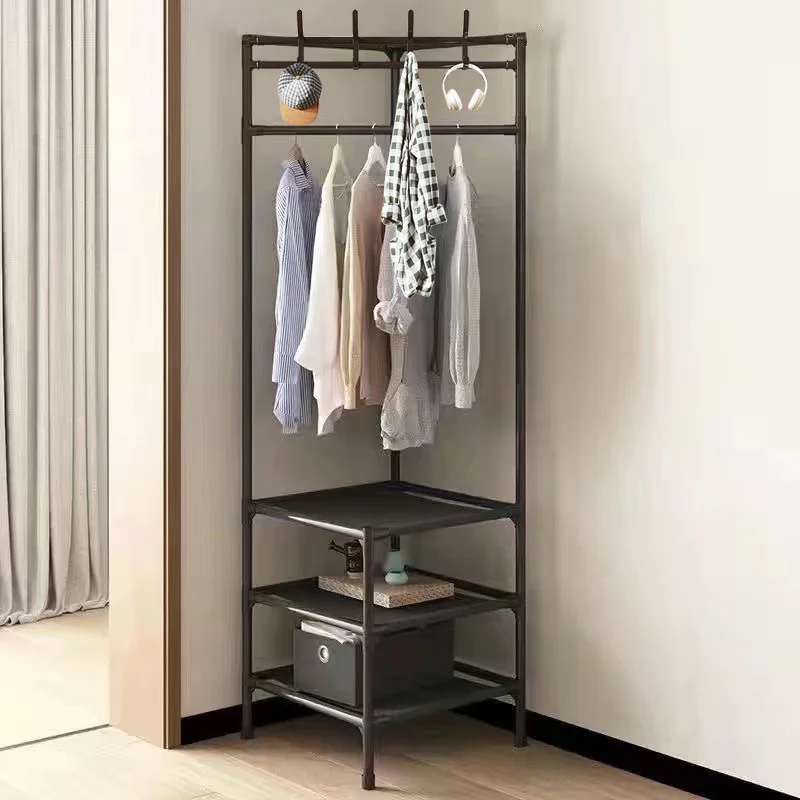 

Bedroom Clothing Storage Rack Multifunctional Multi-specification Triangular Floor-standing Movable Metal Clothing Hanging Rack