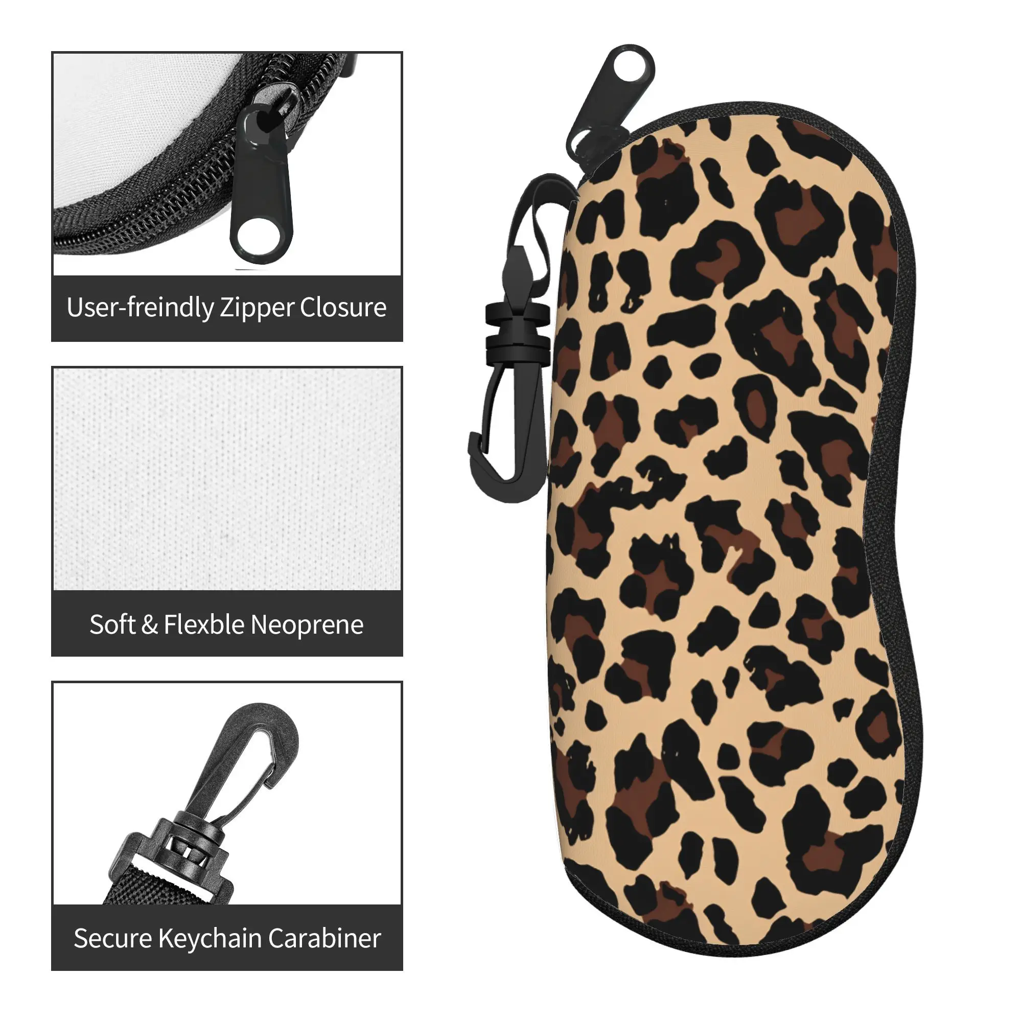 Leopard Print Stylish Eyewear Case with Zip Closure