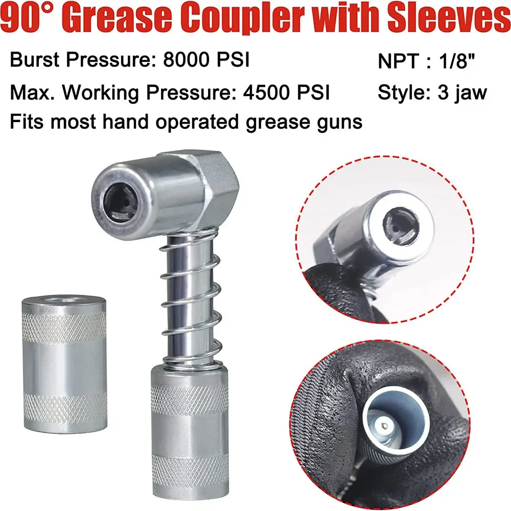 2 Pièces Embout Pompe à Graisse, 1/8" NPT 10000 PSI Double Poignée