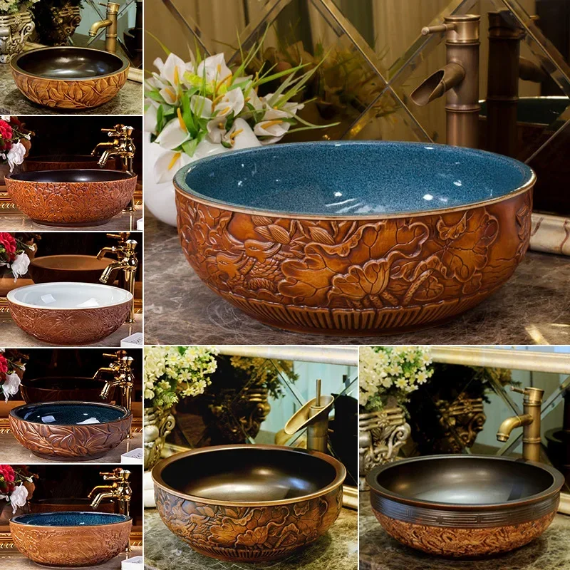 

Jingdezhen Ceramic Art Basin Hotel Hand Washing Wash Basin Bathroom Table Basin
